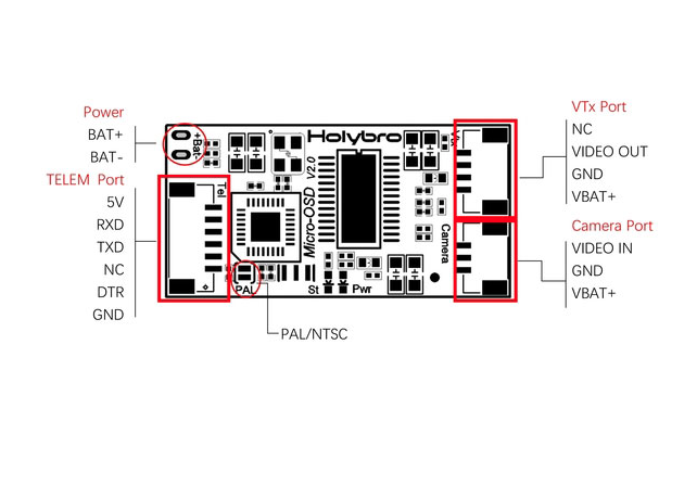 Модуль OSD HolyBro Micro OSD V2.0 схема